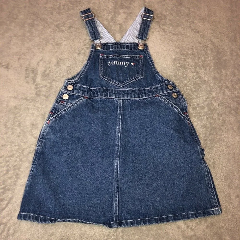 HOST PICK Vintage TOMMY Girls Denim Overall Bib Dress Sz 5